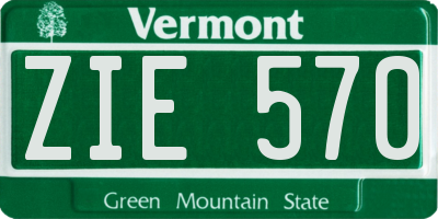 VT license plate ZIE570