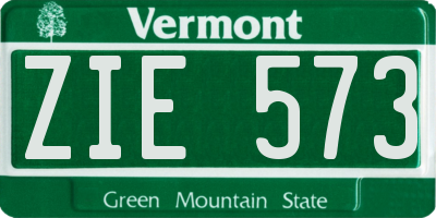 VT license plate ZIE573