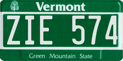 VT license plate ZIE574