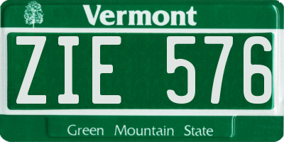 VT license plate ZIE576