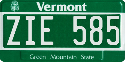 VT license plate ZIE585