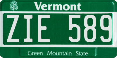 VT license plate ZIE589