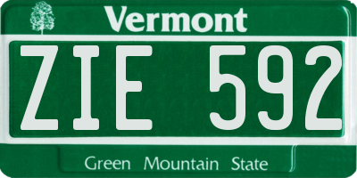 VT license plate ZIE592