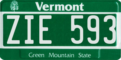 VT license plate ZIE593
