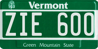 VT license plate ZIE600