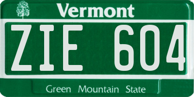 VT license plate ZIE604