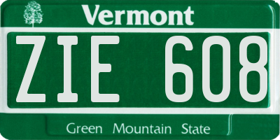 VT license plate ZIE608