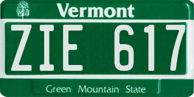 VT license plate ZIE617