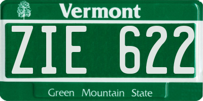 VT license plate ZIE622