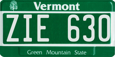 VT license plate ZIE630