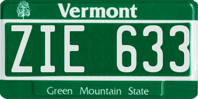 VT license plate ZIE633