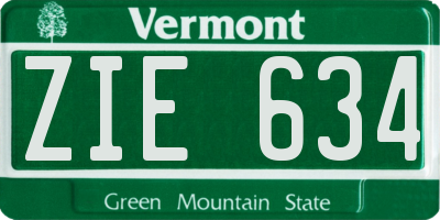 VT license plate ZIE634