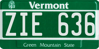 VT license plate ZIE636