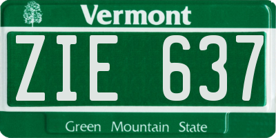 VT license plate ZIE637