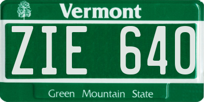 VT license plate ZIE640