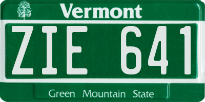 VT license plate ZIE641