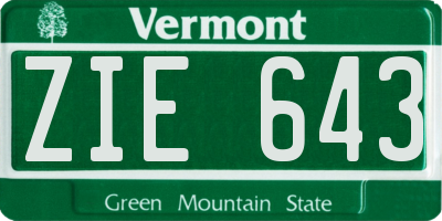 VT license plate ZIE643