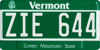 VT license plate ZIE644
