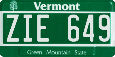 VT license plate ZIE649