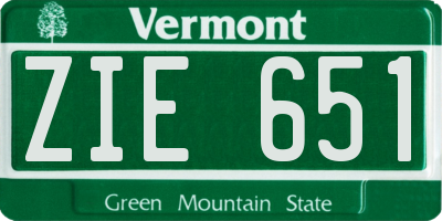 VT license plate ZIE651