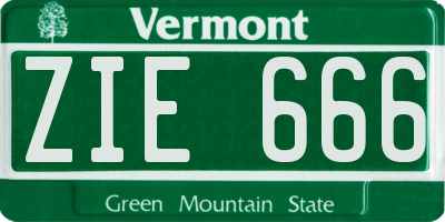 VT license plate ZIE666