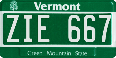VT license plate ZIE667