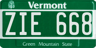 VT license plate ZIE668