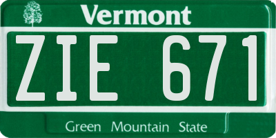 VT license plate ZIE671