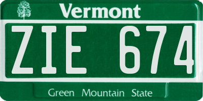 VT license plate ZIE674
