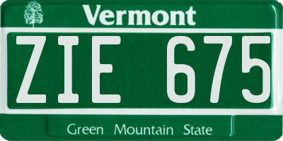 VT license plate ZIE675