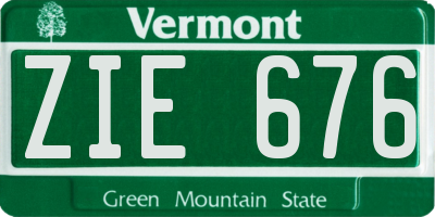 VT license plate ZIE676