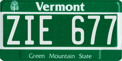 VT license plate ZIE677