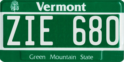 VT license plate ZIE680