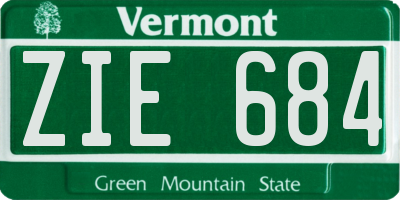 VT license plate ZIE684