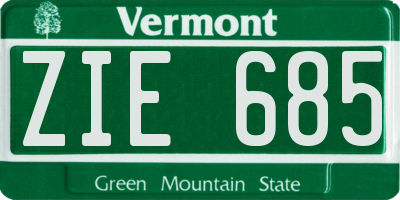 VT license plate ZIE685