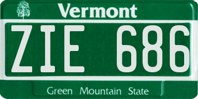 VT license plate ZIE686