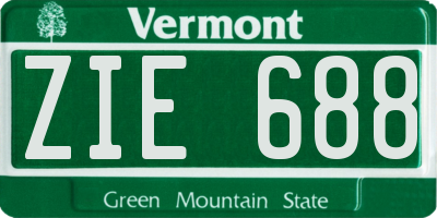 VT license plate ZIE688