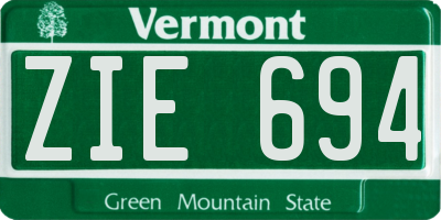 VT license plate ZIE694