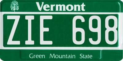 VT license plate ZIE698