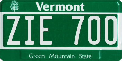 VT license plate ZIE700