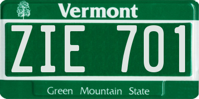 VT license plate ZIE701
