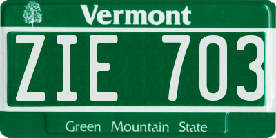 VT license plate ZIE703
