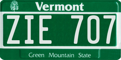 VT license plate ZIE707