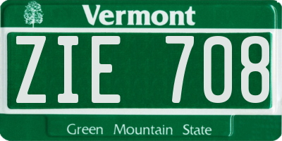 VT license plate ZIE708