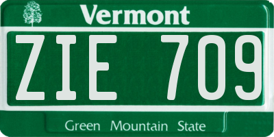 VT license plate ZIE709