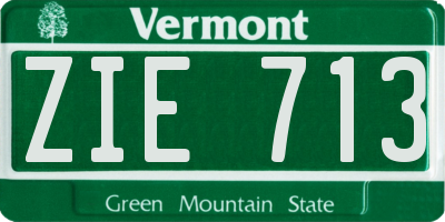 VT license plate ZIE713