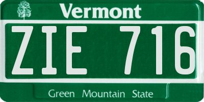 VT license plate ZIE716