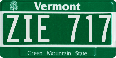 VT license plate ZIE717