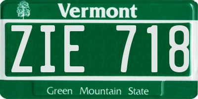 VT license plate ZIE718