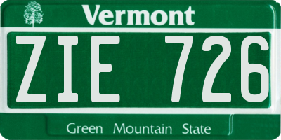 VT license plate ZIE726